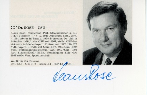 Autogramm klaus rose csu - dr.,